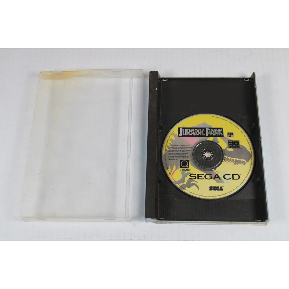 Jurassic Park (Sega CD, 1993) Back Box, cover art, and game disc only.